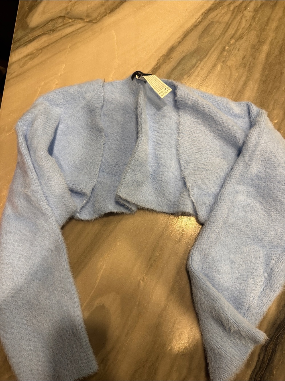 Forever 21 Light Blue Fuzzy Cropped Shrug